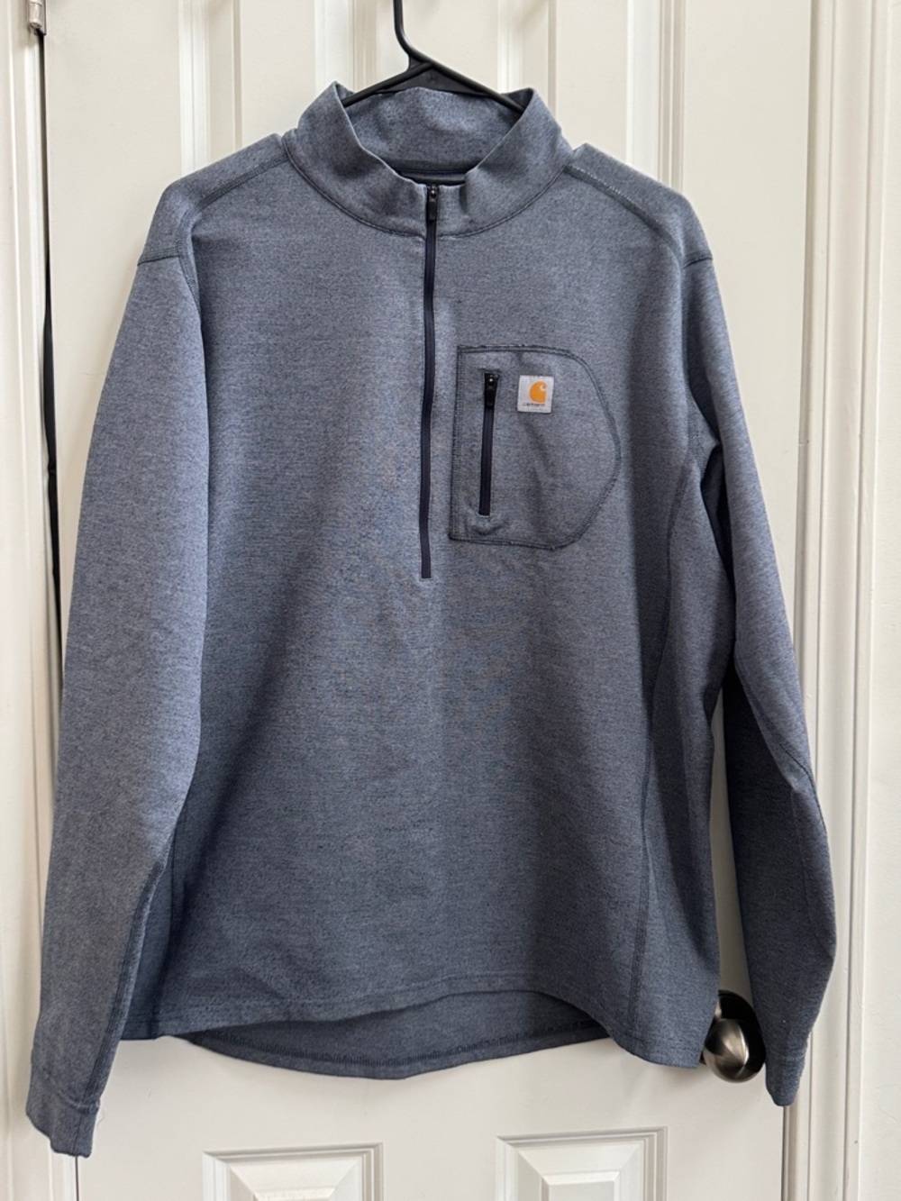 Carhartt Gray Half-Zip Pullover with Logo Patch